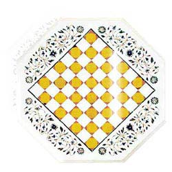 Semi-Precious White Marble Table Top